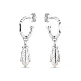 Petal Pearl Hoop Silver Earrings