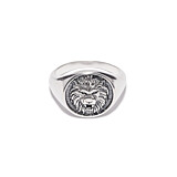 42 Men's Lion Signet Silver Ring