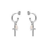 Outlet NU & MII Pearl & Cross Hoop Silver Earrings