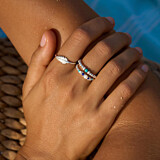 Boho Silver Ring - White