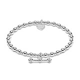 Mini Orchid Sterling Silver Charm Bracelet - T-Bar