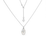 Cream Silhouette Angel Silver Necklace - Initial