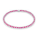 Daisy Chain Silver Bracelet - Neon Pink