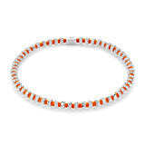 Daisy Chain Silver Bracelet - Orange