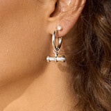 Outlet Solid Bar Silver Hoop Earrings - Moonstone
