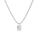 Engraved Rose Pendant Silver Necklace