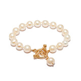 Toggle Pearl Gold Plated Bracelet - Cream Pearl