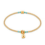 Piccolo Neon Turquoise Gold Plated Charm Bracelet - Choice of initial