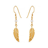 Feather Gem Gold Plated Earrings - Choice of Colour