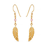 Feather Gem Gold Plated Earrings - Choice of Colour