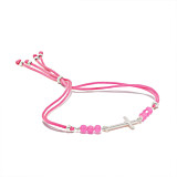 Outlet NU & MII Semi - Precious Cross Friendship Silver Bracelet - Pink