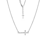 Outlet NU & MII Mini Sideways Cross Silver Necklace