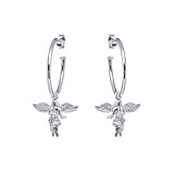 My Guardian Angel Hoop Silver Earrings