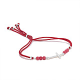 Outlet NU & MII Semi - Precious Cross Friendship Silver Bracelet - Red