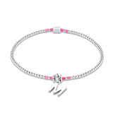 Piccolo Neon Pink Silver Charm Bracelet - Choice of initial
