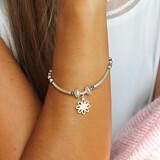Milan Silver Charm Bracelet - Open Flower