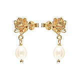 Poppy Pearl Gold Plated Stud Earrings