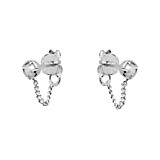 Outlet NU & MII Pearl Stud Chain Silver Earrings