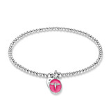 Santeenie Silver Charm Bracelet - Pink Silhouette Angel