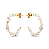 Aphrodite Pearly Crystal Hoop Gold Plated Earrings