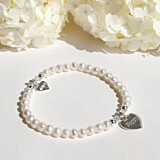 Poppy Pearl Silver Bracelet - Personalised Heart