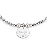 Hera Pearl Personalised Silver Charm Bracelet - Flower Girl