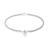 Blissful Crystal Heart Silver Charm Bracelet