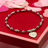 Blushing Heart Charm Silver Bracelet