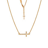 Outlet NU & MII Mini Sideways Cross Gold Plated Necklace
