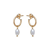 Outlet NU & MII Huggy Hoop with Pearl Gold Plated Earrings