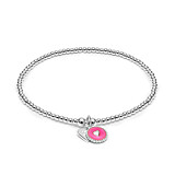 Santeenie Silver Enamel Heart Charm Bracelet - Choice of Colour