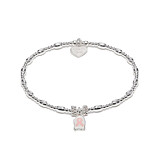 Mini Biji Silver Charm Bracelet - Pink Ribbon