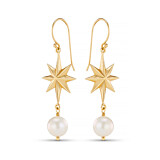 Wish Upon A Star Pearl Gold Plated Earrings