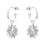 Outlet Orbit Silver Hoop Earrings - Crystal
