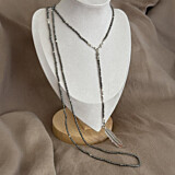 Feather Beaded Long Necklace - Choice of Colour