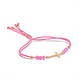 Outlet NU & MII Semi - Precious Cross Friendship Gold Bracelet - Pink