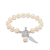Toggle Pearl Silver Bracelet - Angel Wing