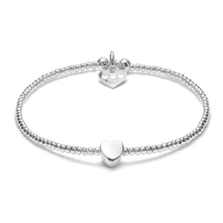 Dainty Boxed Heart Silver Bracelet