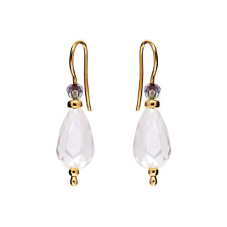 Glimmer Teardrop Gold-Plated Crystal Hook Earrings