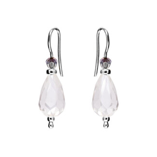 Glimmer Teardrop 925 Sterling Silver Crystal Hook Earrings