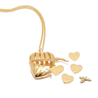 Heart Locket Gold Plated Necklace - Angel & Choice of motto