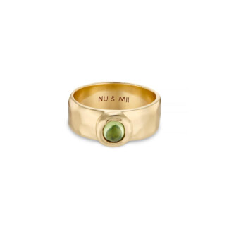 NU & MII Clara Band Peridot Gold Plated Ring