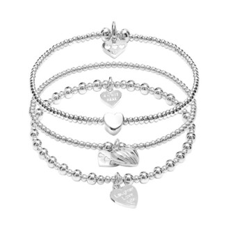 Hearts of Love Bracelet Stack - Sterling Silver 