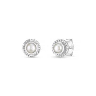 Pearl with a Twist Silver Stud Earrings
