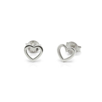 Open Heart 925 Sterling Silver Stud Earrings