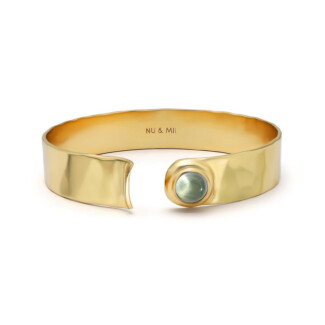 NU & MII Seville Gold Plated Bangle - Green Phrenite