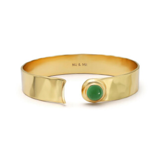 NU & MII Seville Gold Plated Bangle - Green Agate