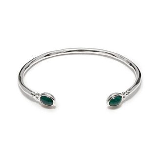 NU & MII Jade Oval Silver Bangle