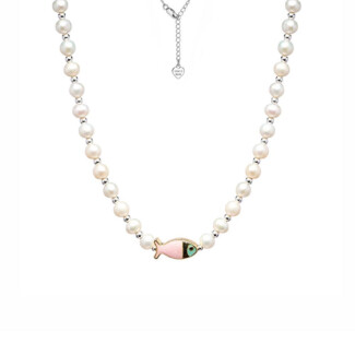 Pisces Fish Pink Pearl Necklace