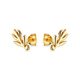 Olive Leaf Gold Plated Stud Earrings